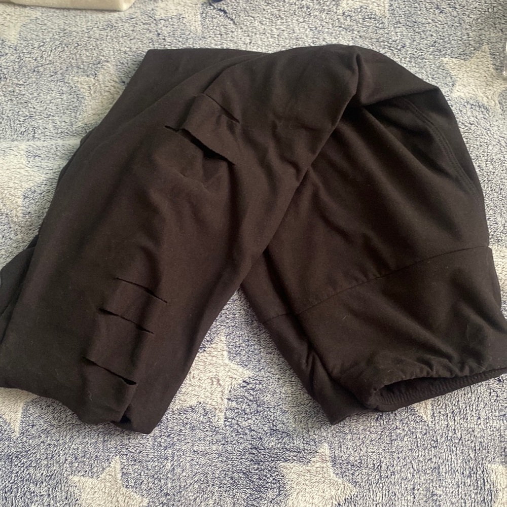 Black Ripped Leggings, Womens M